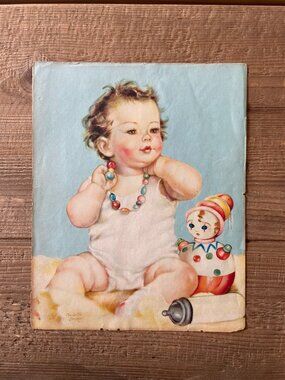 Vintage Print, Print of Baby, Antique Print